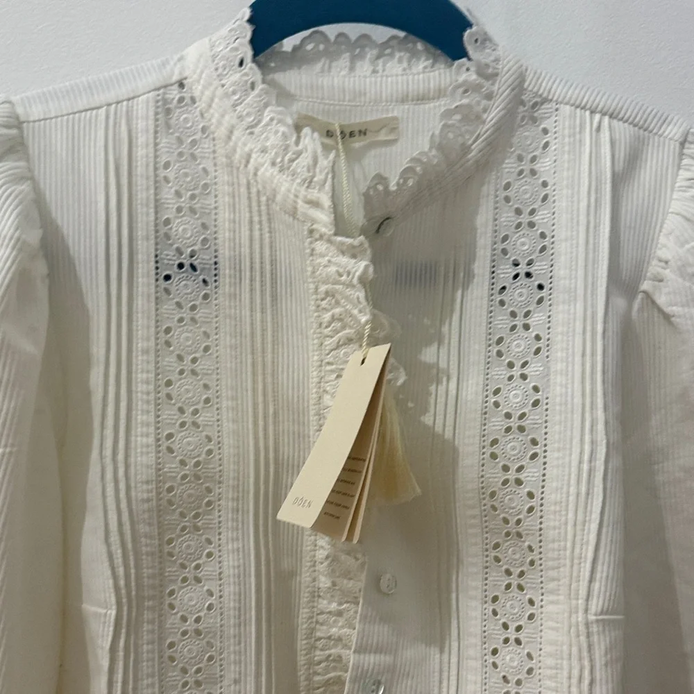 DÔEN Vermont ribbed broderie anglaise cotton shirt - Picture 9 of 16